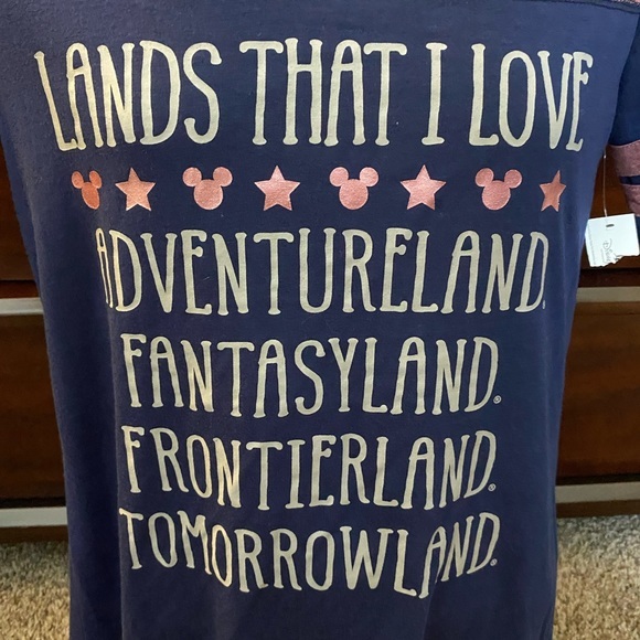 Disney Parks Womens Graphic T-Shirt Blue Lands That I Love Short Sleeve‎ Small. - Picture 3 of 7